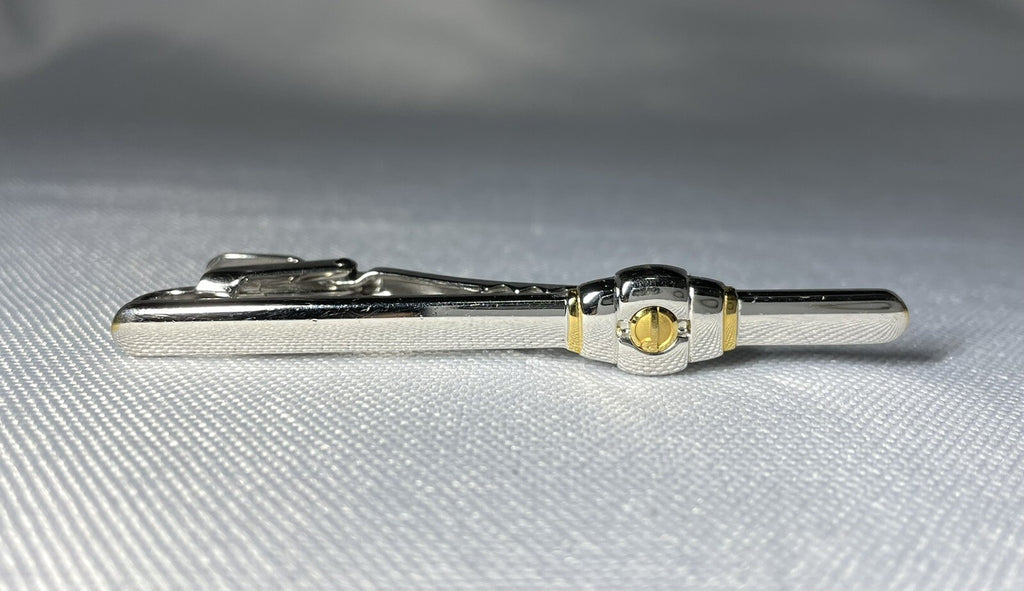 Auth Dunhill tie Clip d logo gold & silver combination vintage Bar pin