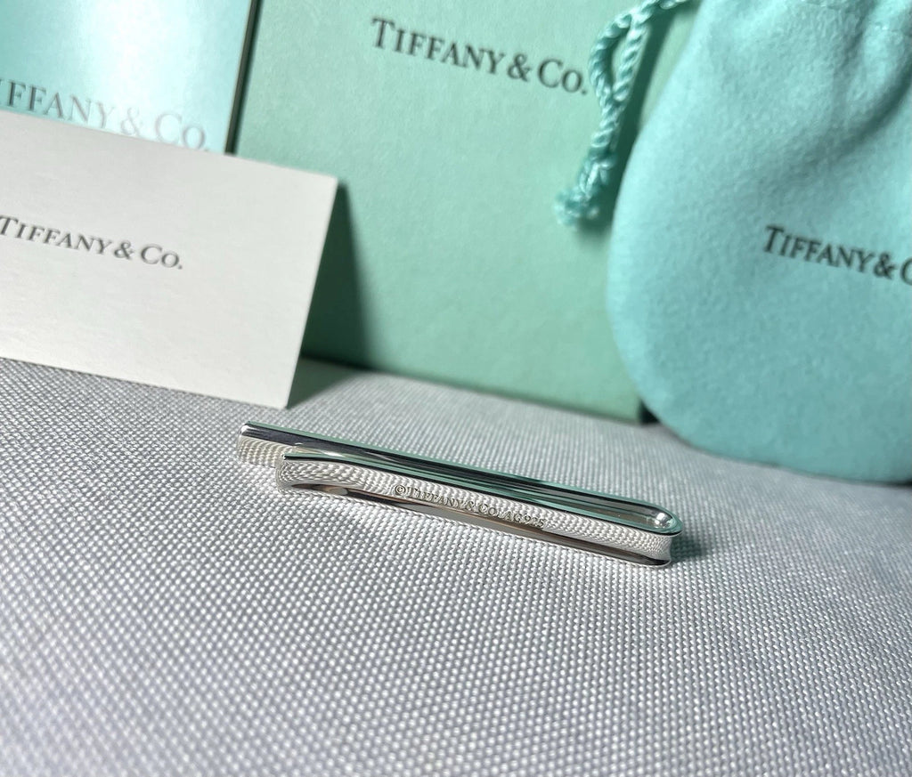 Auth Beautiful Tiffany T & CO 1837 engraving tie clip pin bar silver AG925 Gift