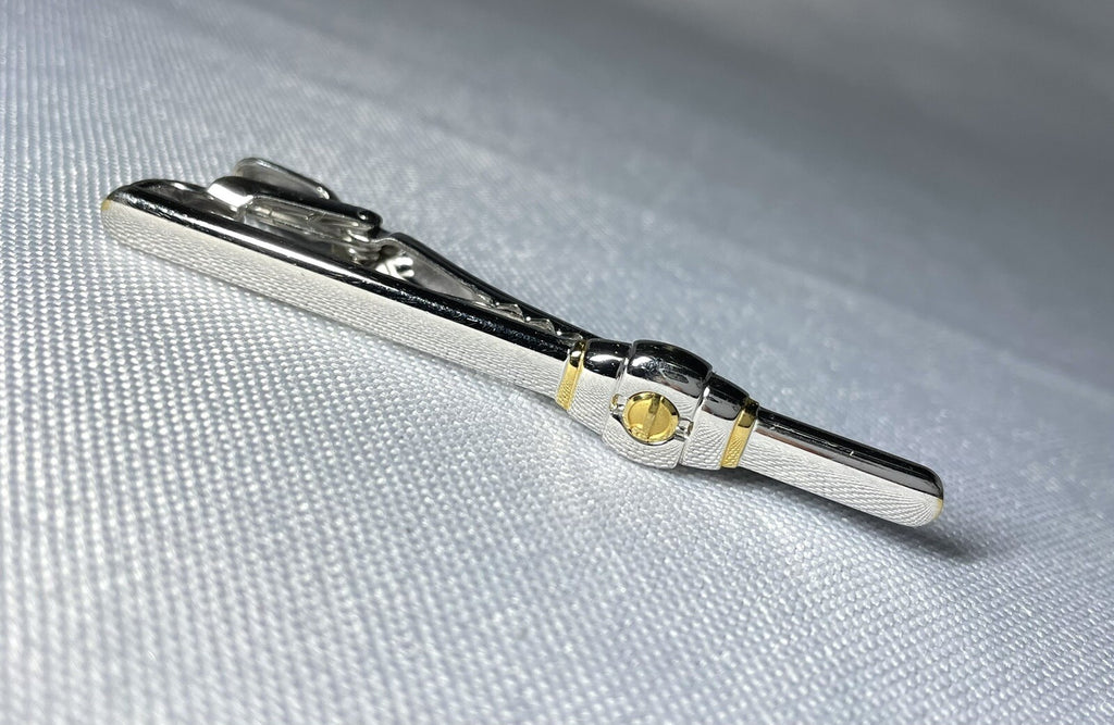 Auth Dunhill tie Clip d logo gold & silver combination vintage Bar pin
