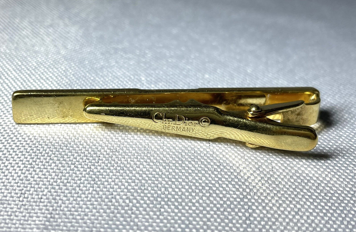Auth [Rare] Dior tie clip logo tie bar tie pin gold vintage Mens