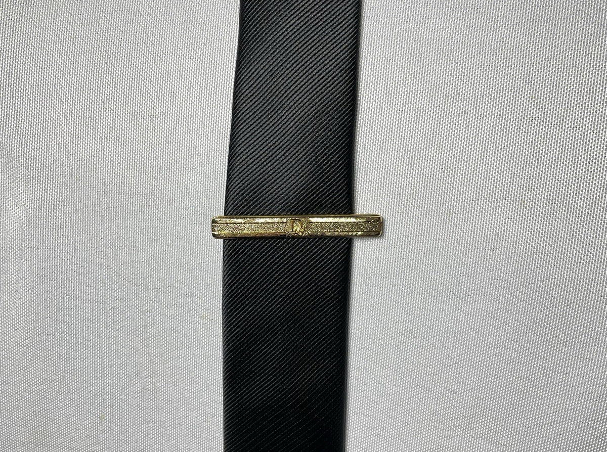 Auth [Rare] Dior tie clip logo tie bar tie pin gold vintage Mens Business +Box