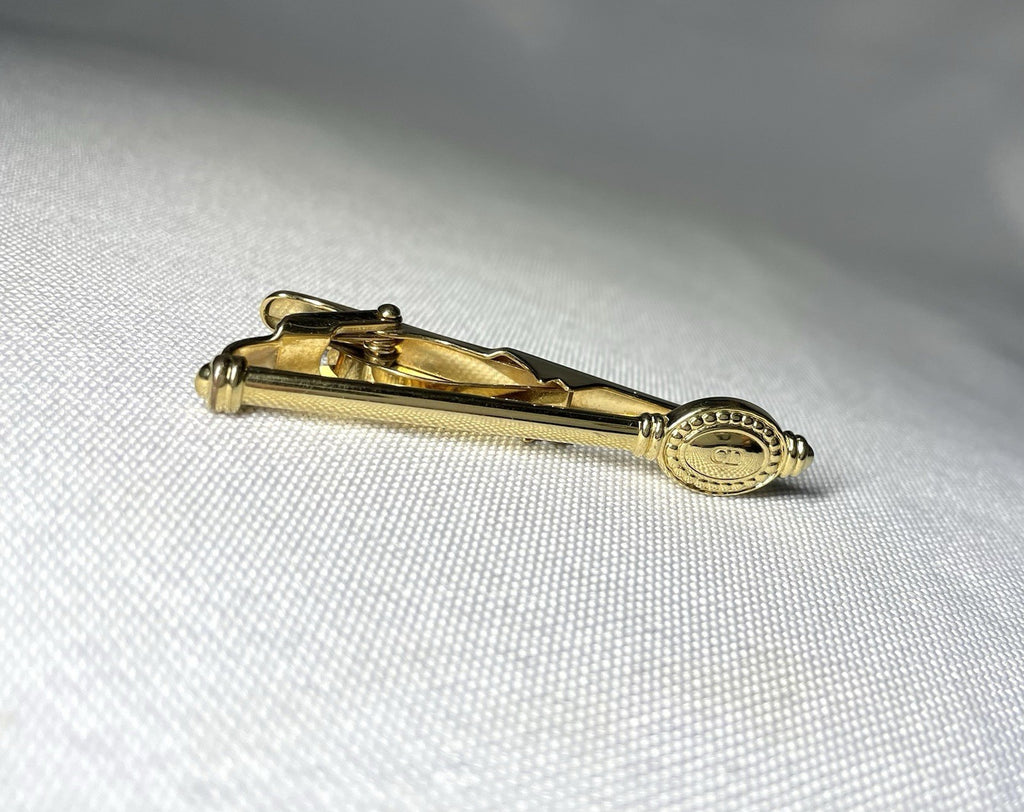 Auth [Rare] Christian Dior CD Logo vintage Tie Clip Bar pin Business men