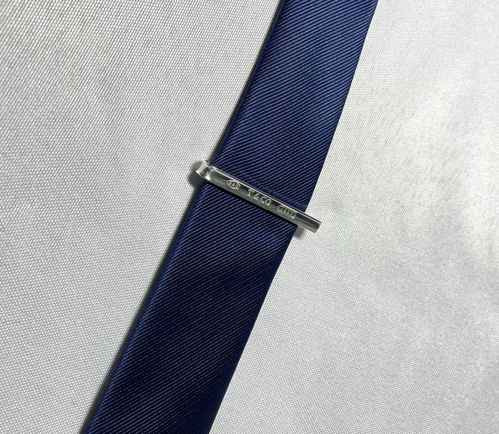 Auth Beautiful Tiffany T & CO 1837 engraving tie clip pin bar silver AG925 Gift
