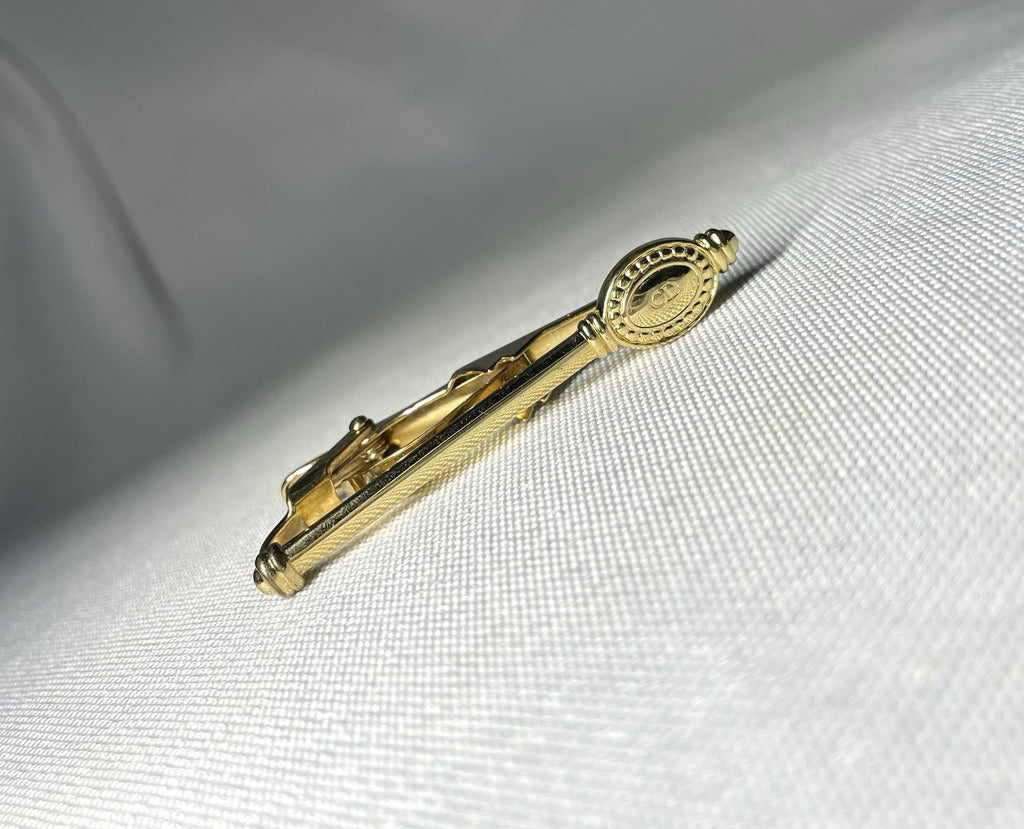 Auth [Rare] Christian Dior CD Logo vintage Tie Clip Bar pin Business men