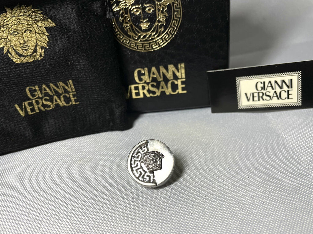 Auth beautiful Gianni Versace Brooch Medusa & Greca Gold Vintage Gift