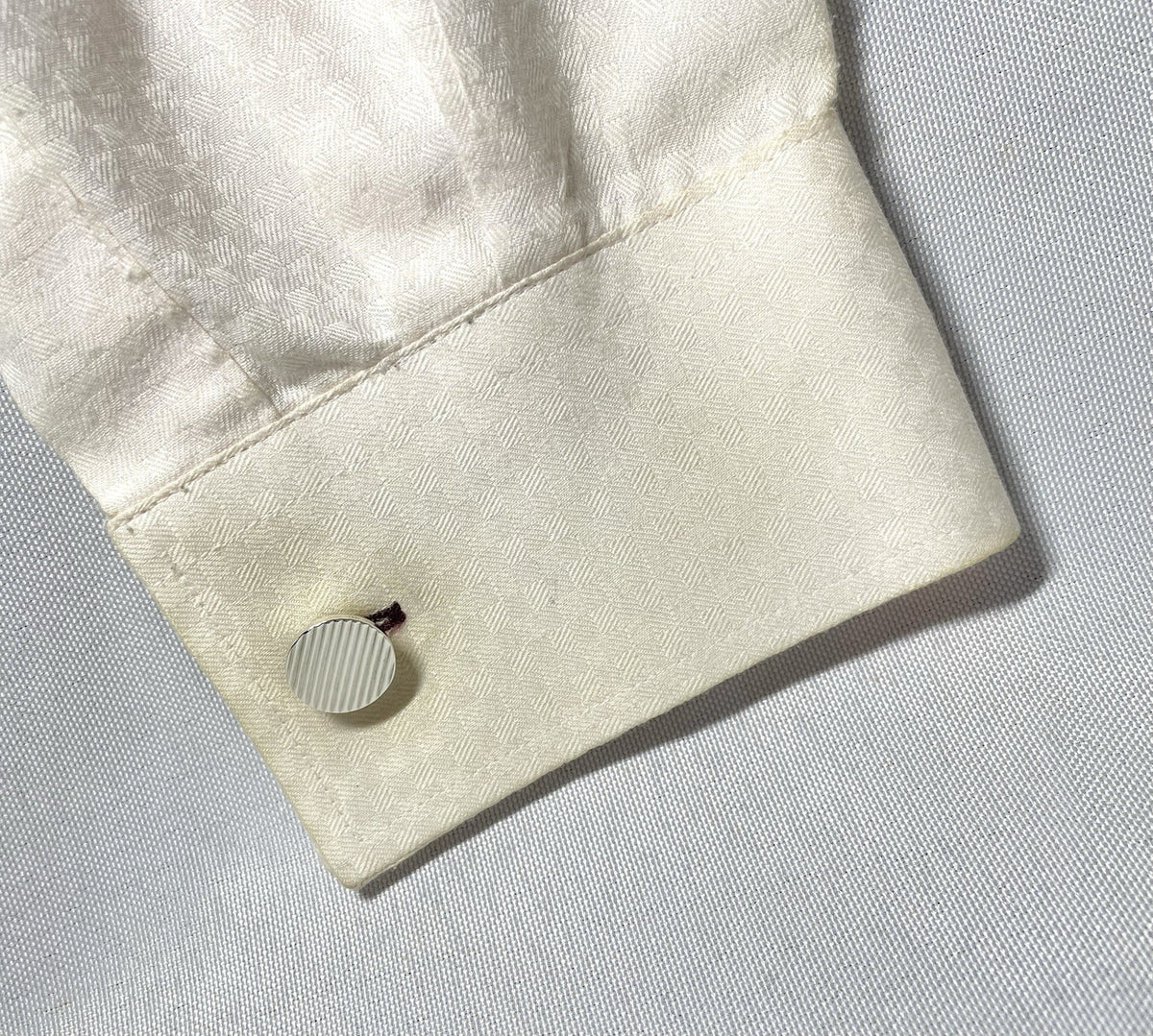 Auth [Beautiful] Tiffany Stripe Line Sterling Silver925 Vintage Cufflinks +Box