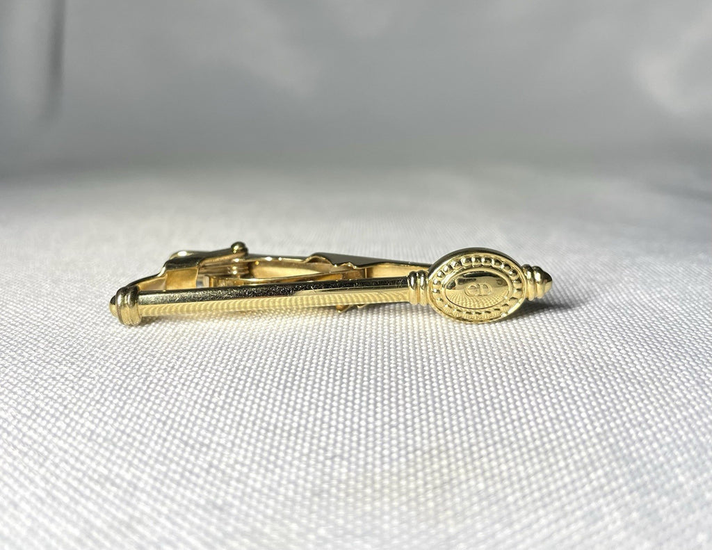 Auth [Rare] Christian Dior CD Logo vintage Tie Clip Bar pin Business men