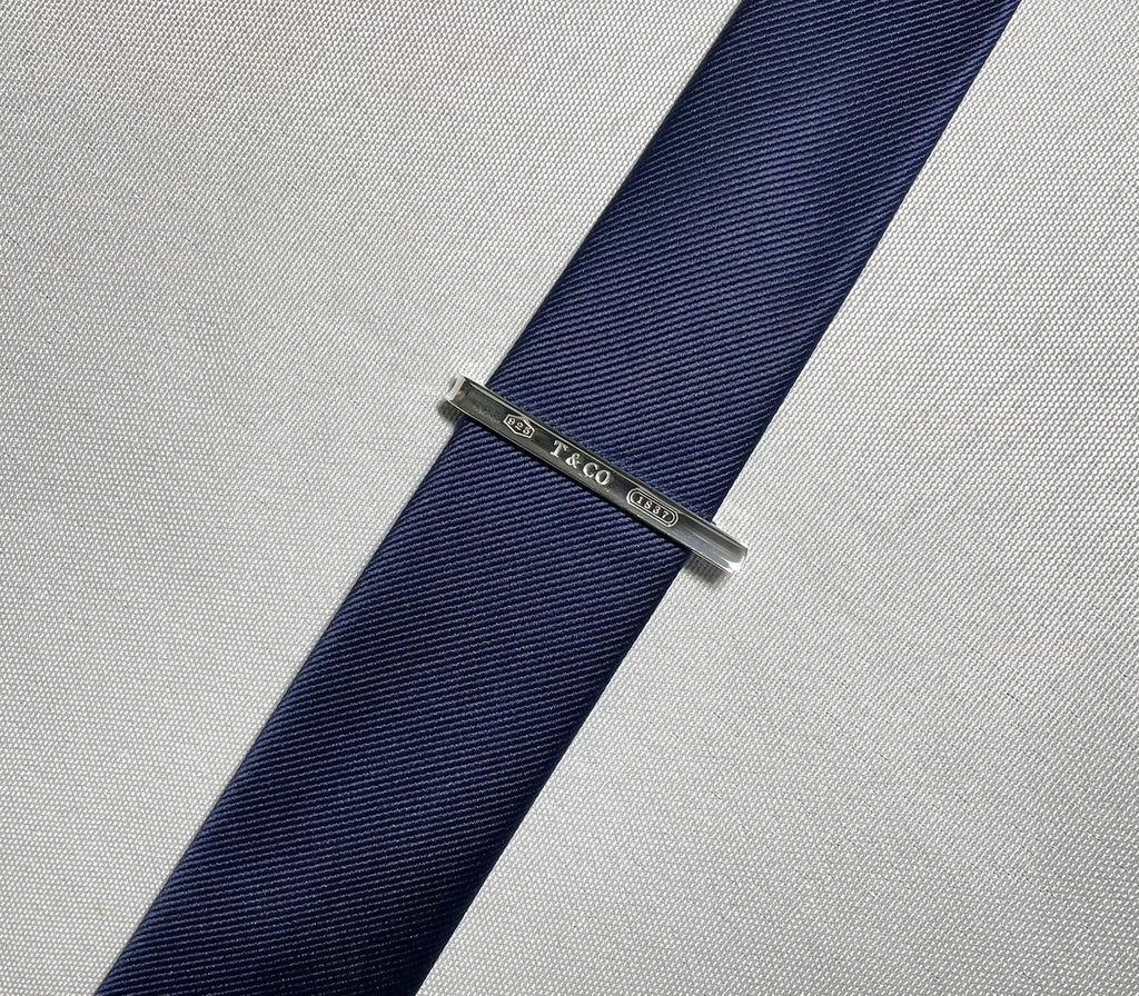 Auth Beautiful Tiffany T & CO 1837 engraving tie clip pin bar silver AG925 Gift