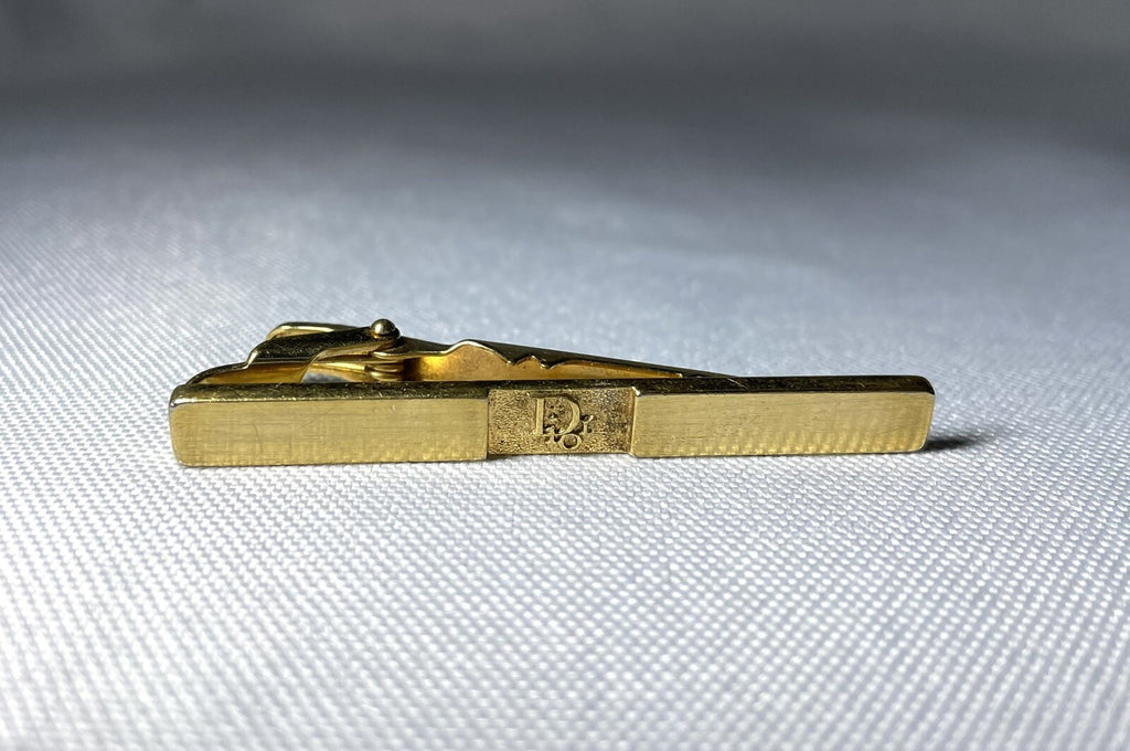 Auth [Rare] Dior tie clip logo tie bar tie pin gold vintage Mens