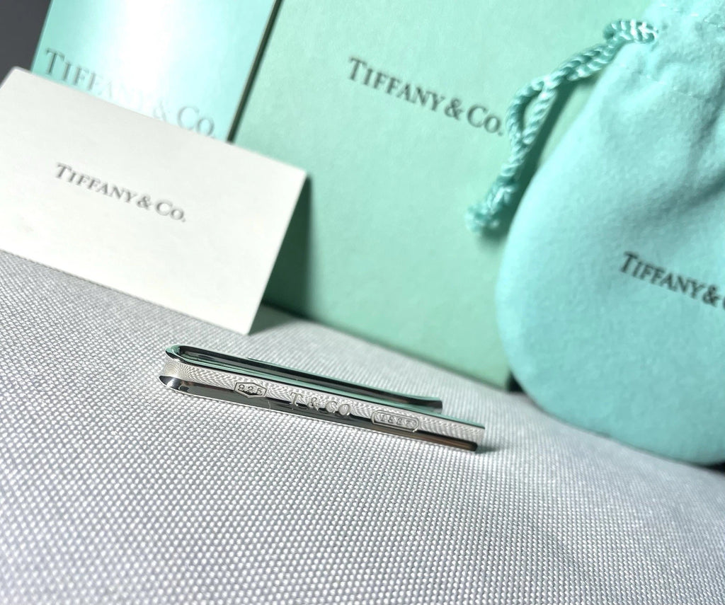Auth Beautiful Tiffany T & CO 1837 engraving tie clip pin bar silver AG925 Gift