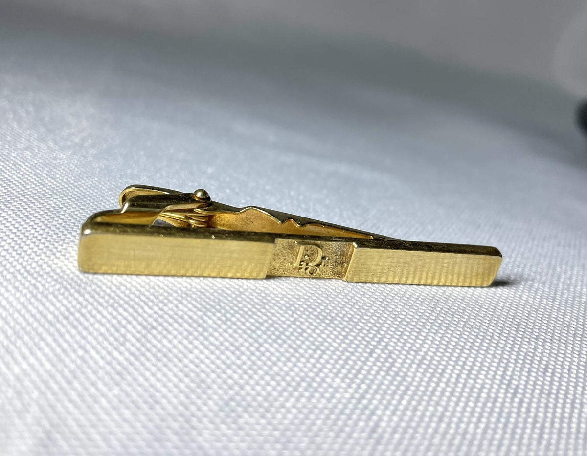 Auth [Rare] Dior tie clip logo tie bar tie pin gold vintage Mens