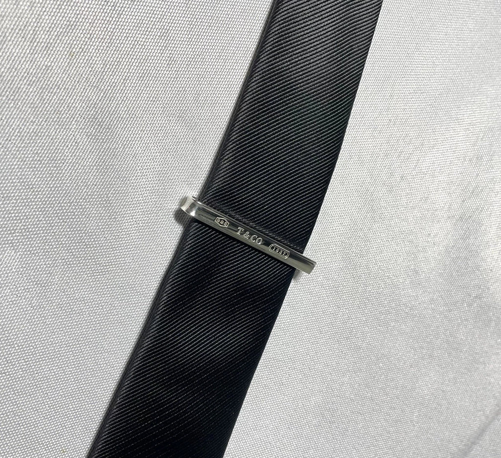 Auth Beautiful Tiffany T & CO 1837 engraving tie clip pin bar silver AG925 Gift