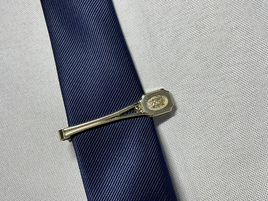 Auth Burberry Tie Clip Night horse Large Logo Bar pin Gold vintage