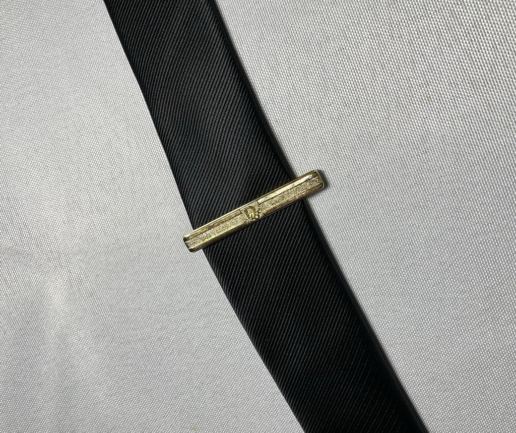 Auth [Rare] Dior tie clip logo tie bar tie pin gold vintage Mens Business +Box
