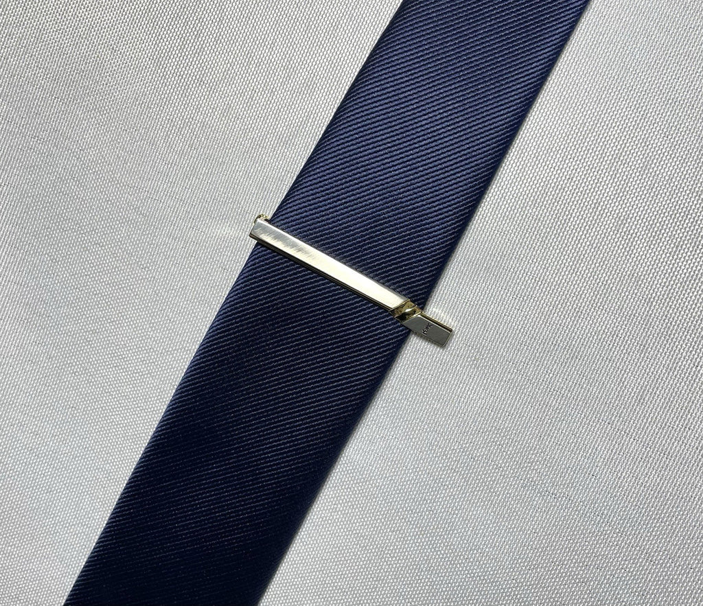 Auth [Beautiful] Yves Saint Laurent YSL Logo gold&Matte silver tie clip bar Gift