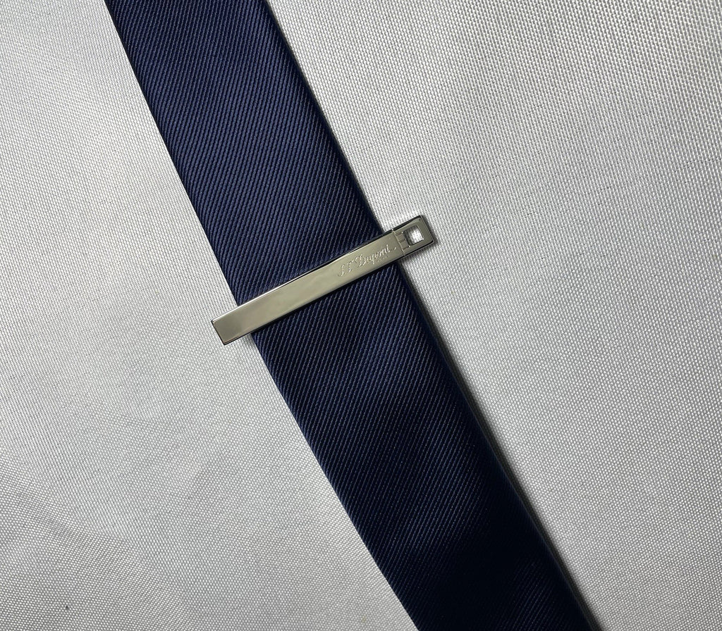 Auth [Beautiful] S.T.Dupont Logo Chrome Metallic Tie Clip Bar pin Business Gift