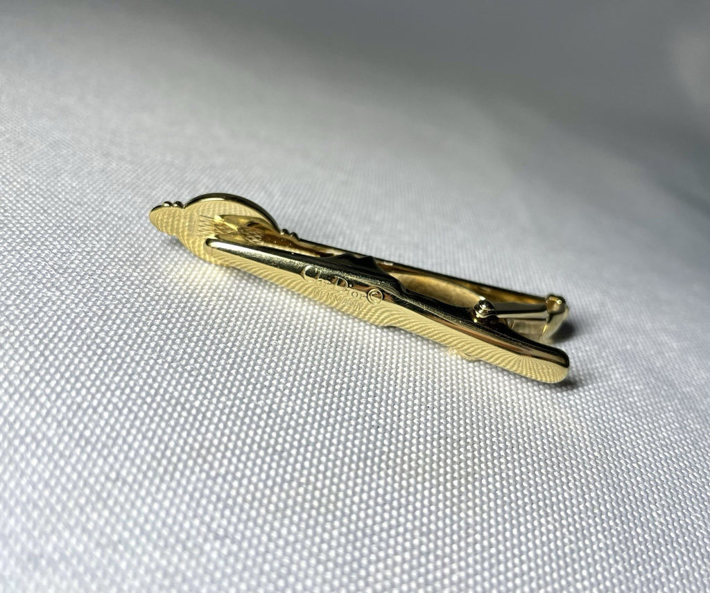 Auth [Rare] Christian Dior CD Logo vintage Tie Clip Bar pin Business men