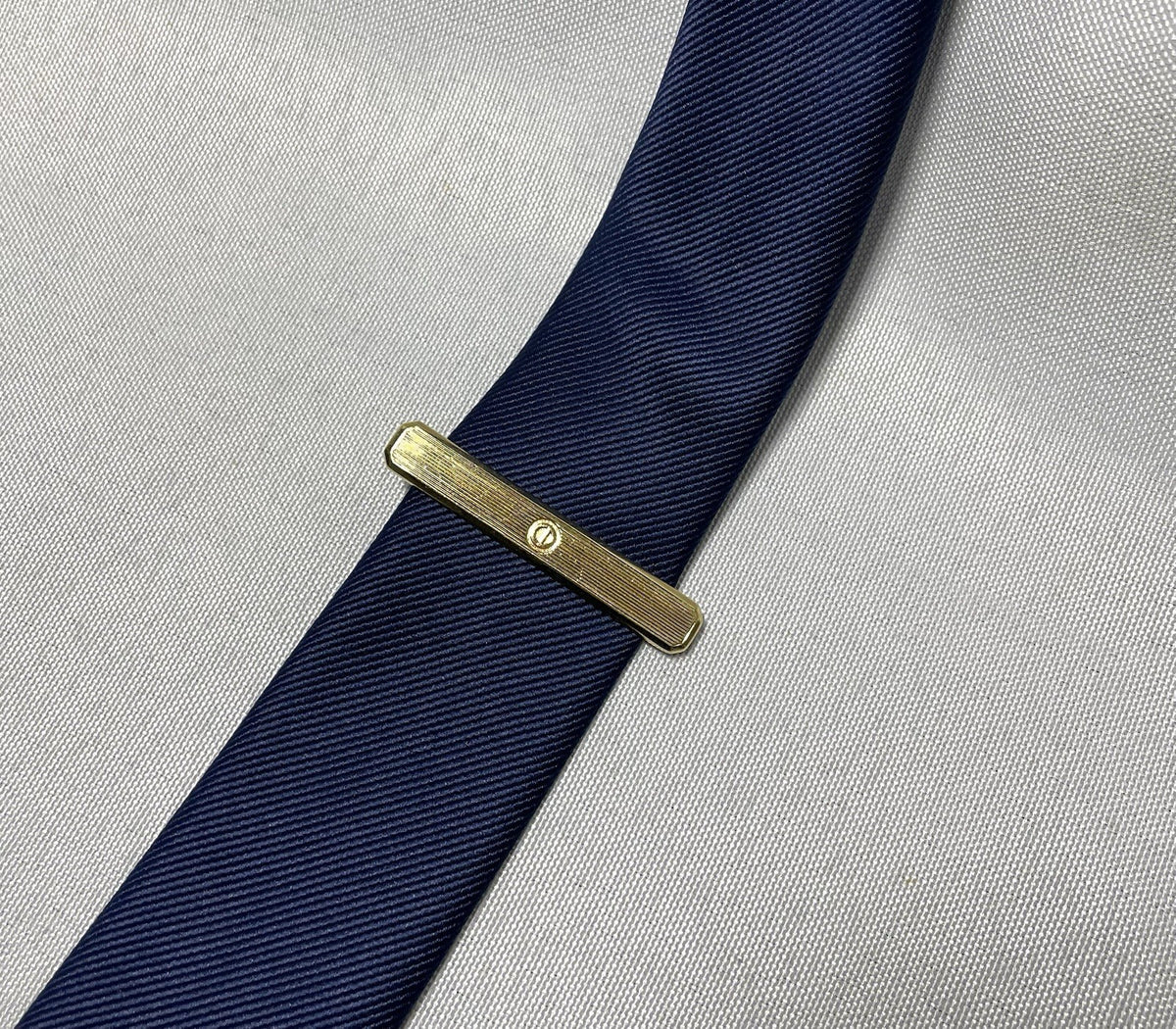 Auth Rare Dior CD Logo Stripe line Design Vintage Tie Clip Gold Bar pin Business