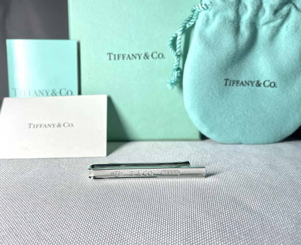Auth Beautiful Tiffany T & CO 1837 engraving tie clip pin bar silver AG925 Gift