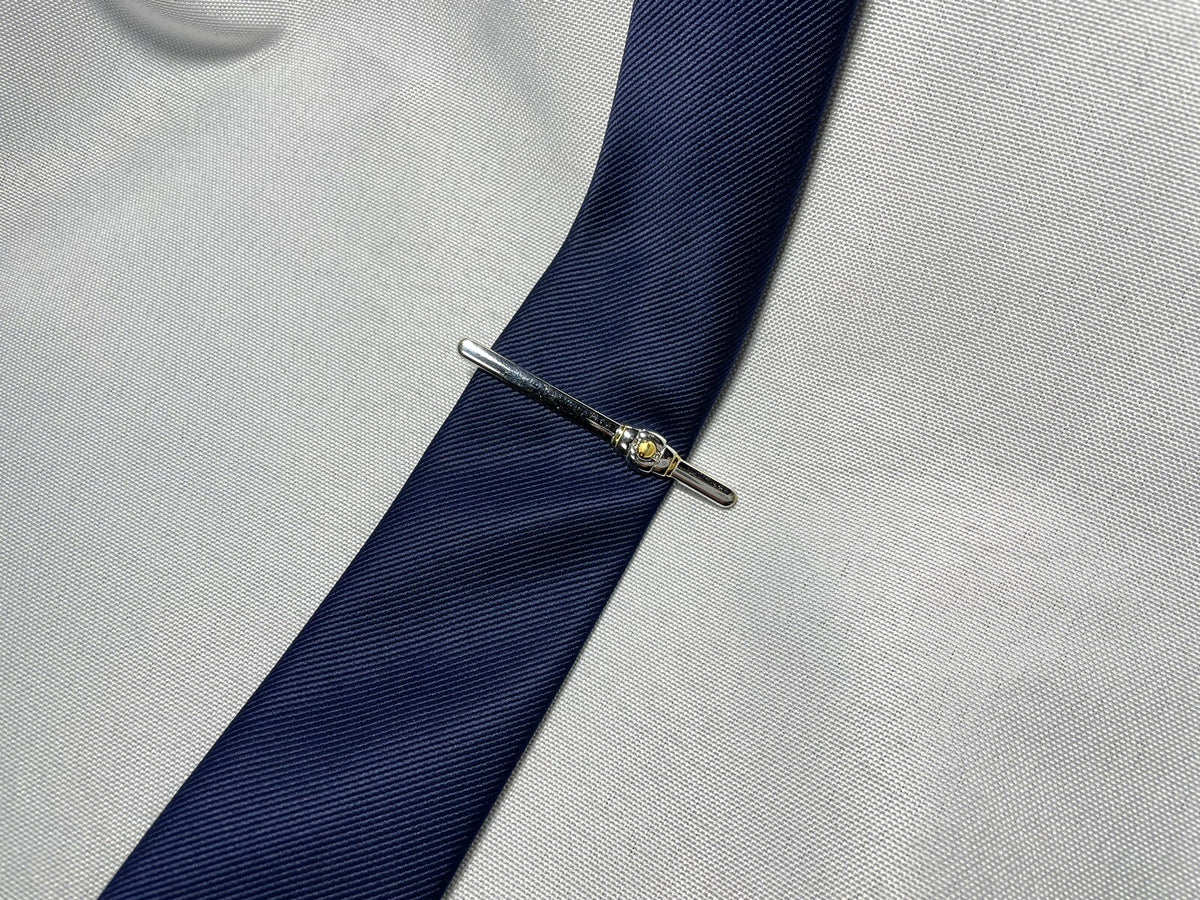 Auth Dunhill tie Clip d logo gold & silver combination vintage Bar pin