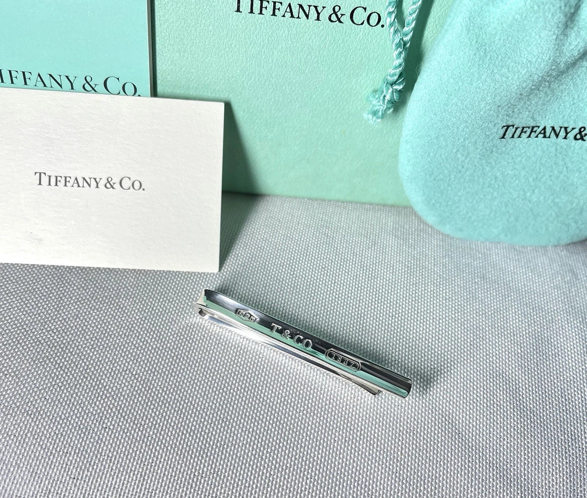 Auth Beautiful Tiffany T & CO 1837 engraving tie clip pin bar silver AG925 Gift