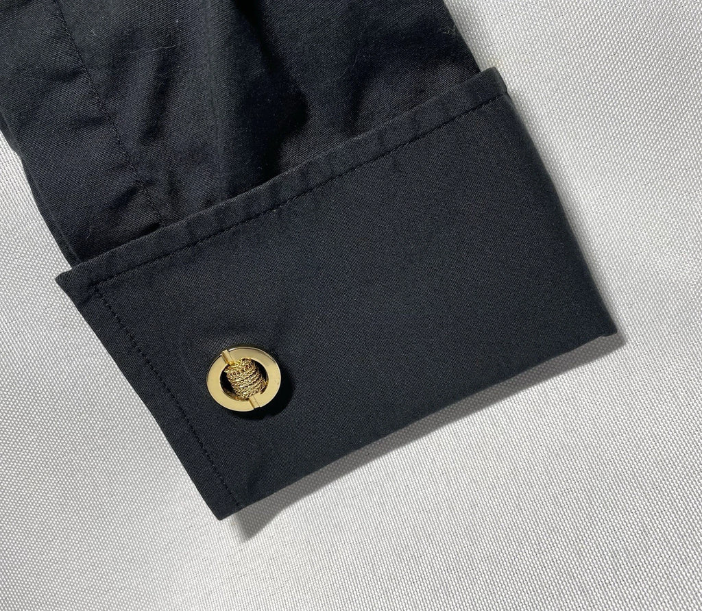 Auth [Beautiful] Dior CD & mesh Design & Oval vintage Cufflinks Gold +Box Gift