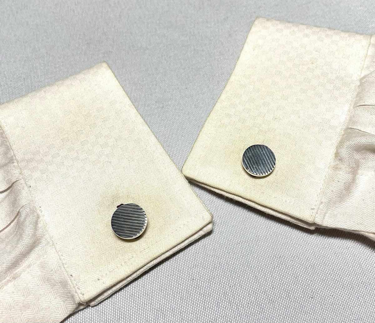 Auth [Beautiful] Tiffany Stripe Line Sterling Silver925 Vintage Cufflinks +Box
