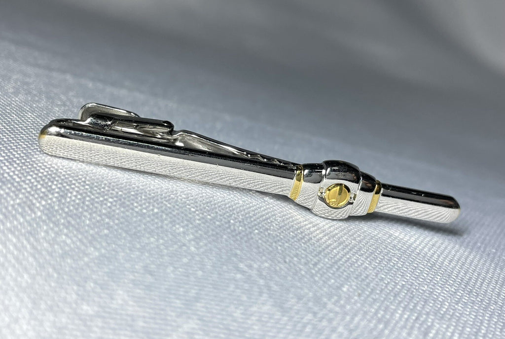 Auth Dunhill tie Clip d logo gold & silver combination vintage Bar pin