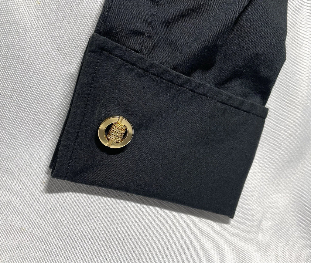 Auth [Beautiful] Dior CD & mesh Design & Oval vintage Cufflinks Gold +Box Gift