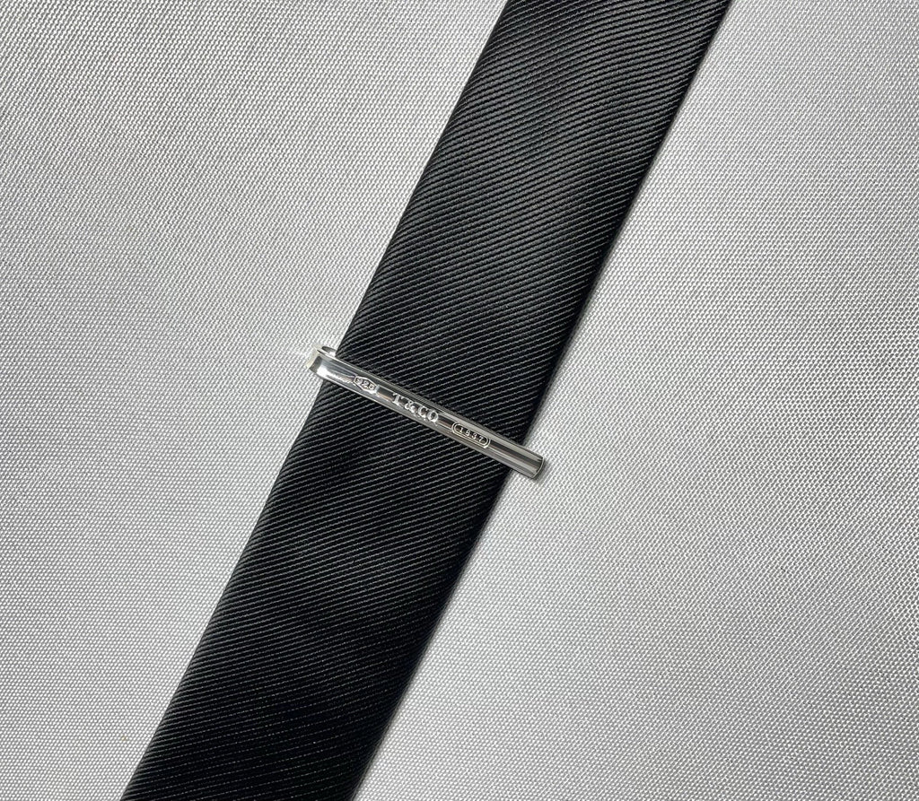Auth Beautiful Tiffany T & CO 1837 engraving tie clip pin bar silver AG925 Gift