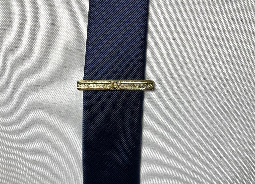 Auth [Rare] Dior tie clip logo tie bar tie pin gold vintage Mens Business +Box