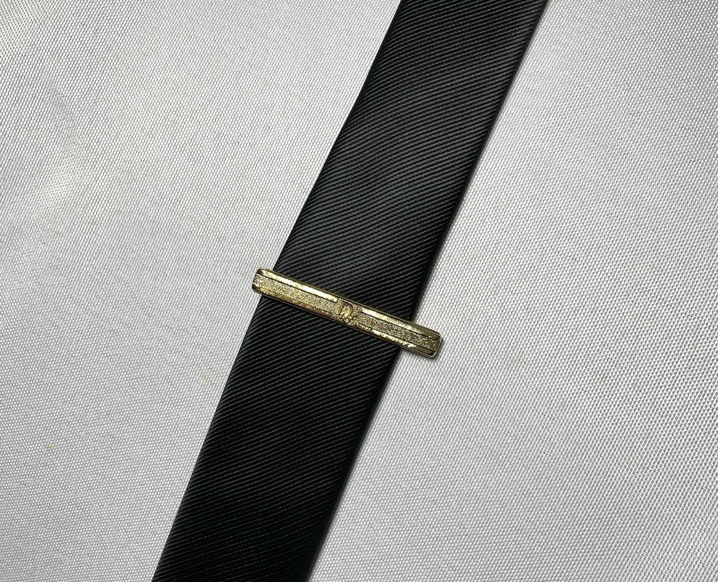 Auth [Rare] Dior tie clip logo tie bar tie pin gold vintage Mens Business +Box