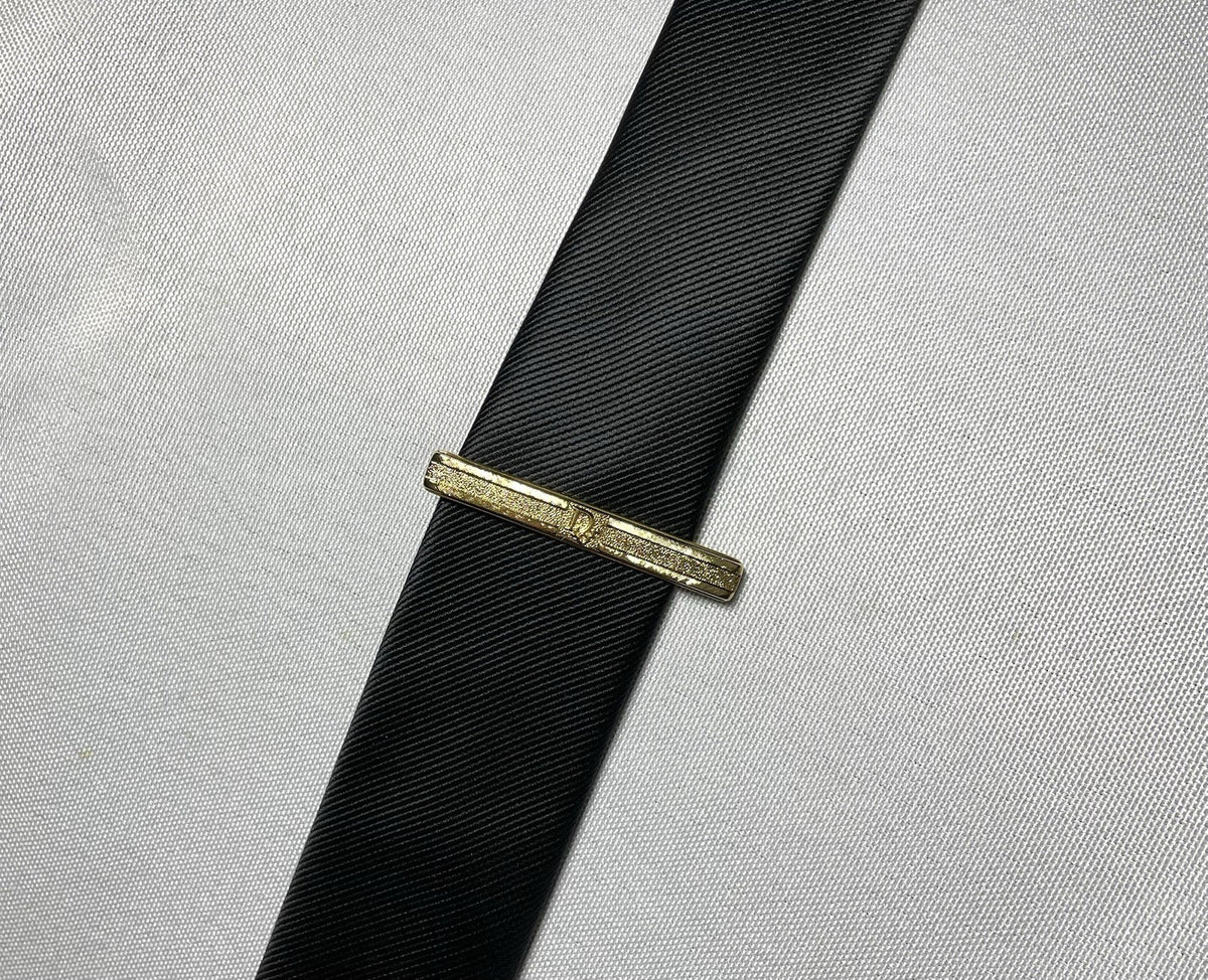 Auth [Rare] Dior tie clip logo tie bar tie pin gold vintage Mens Business +Box